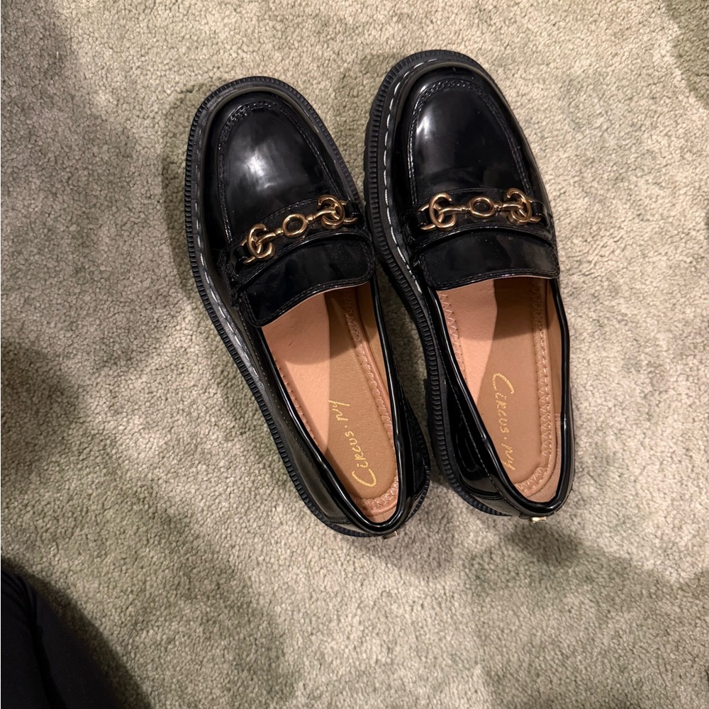 Circus by Sam Edelman Black Loafers with Gold Accent